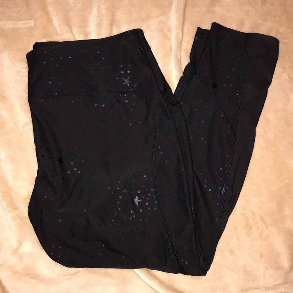 Avia Black Leggings w/ Foil Star Print